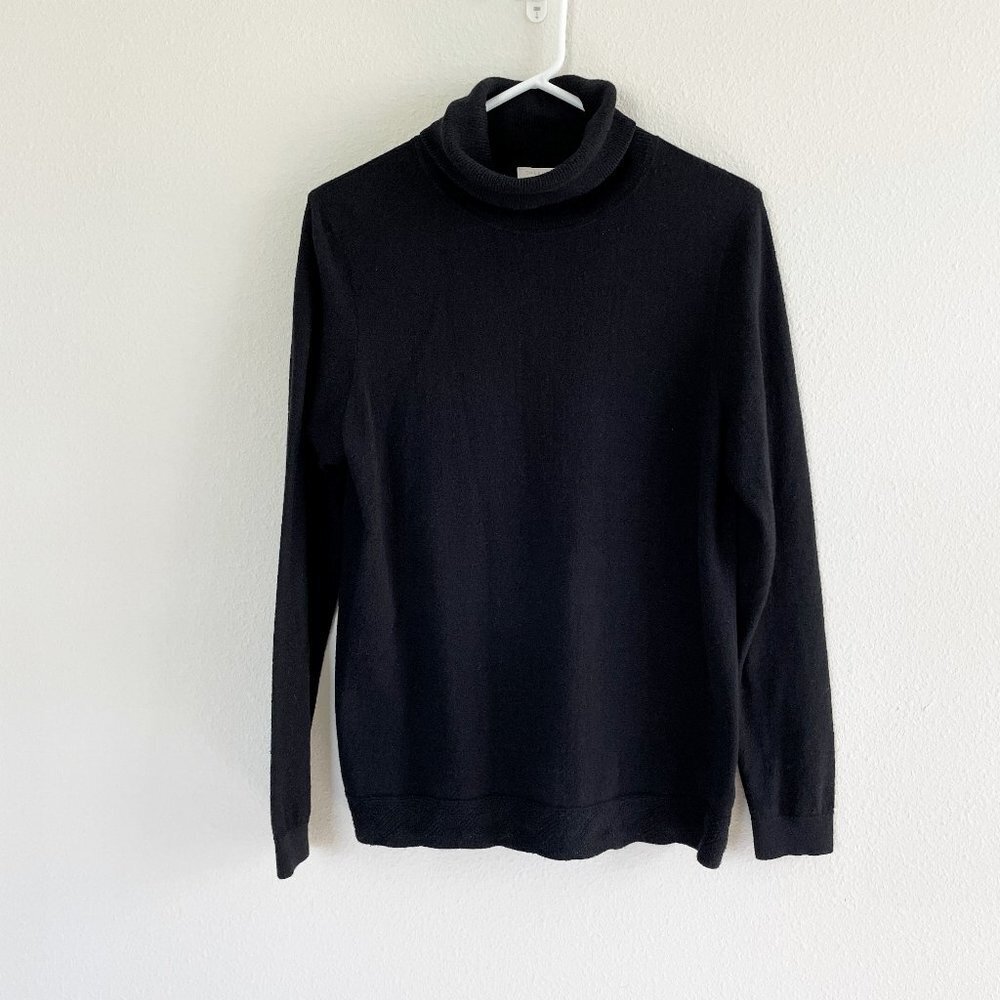 Talbots Turtleneck Sweater Womens Size S Black Pullover Long Sleeves Minimalist